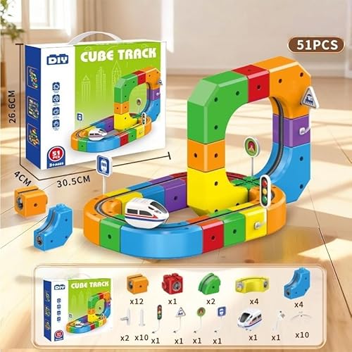 Negosu電動トレインセット スターターセット USB充電式 知育玩具 幼児・子供向け クリスマス誕生日プレゼント (A)