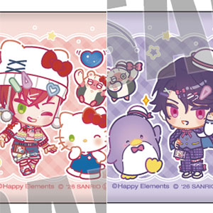 エリオスライジングヒーローズ×サンリオキャラクターズ スクエア缶バッジセット 1.サウスセクター なかよしポップコーデver.