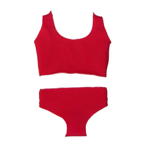 1/12 Scale Figure Underwear Set, Mini Lingerie for 6 Inch Female Action Dolls, White- レッド