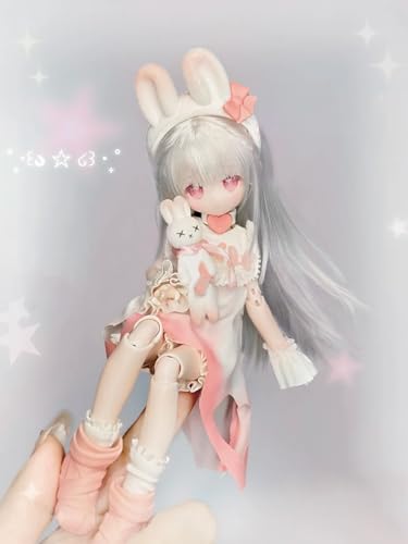 可愛い怪談 植毛仕様BJDブラインドドール シリーズ 高約19cm PVC&ABS素材 1/8 BJDスペシャルボディ 女の子のギフト 関節可動フィギュア 塗装済み プレゼントハンドモデルの装飾品(Silver)