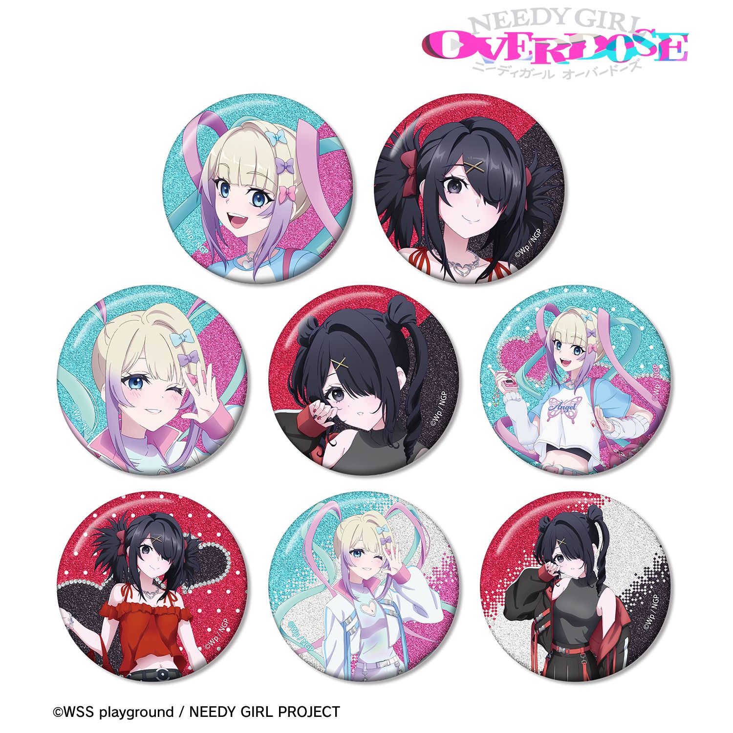 NEEDY GIRL OVERDOSE_描き下ろし Y2K&タクティカルファッションver. トレーディンググリッター缶バッジ(単位/コンプリートBOX/8パック入り)