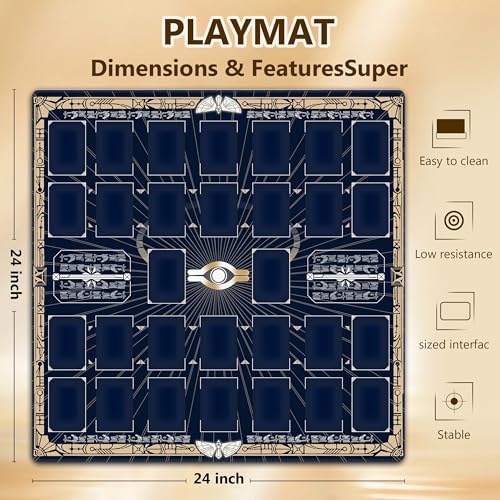遊戯王デュエルディスクプレイマット – 24x24インチ、滑り止め、ダメージカウンター21個&収納バッグ付き」(ミレニアムリング)