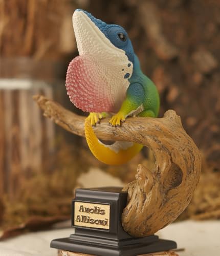 博物志 トカゲ物語 レッドアイアガマ グリーンイグアナ アルマジロトカゲ グリーンバシリスク フトアゴヒゲトカゲ アリソンアノール 台座付き 爬虫綱 12cm リアル フィギュア プラモデル 模型 オリジナル スタチュー コレクション 情景 プレゼント 装飾 撮影道具 インテリア 置物 (アリソンアノール)