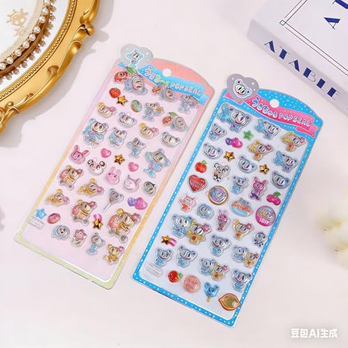 Winngesエンジェルブルー3d立体シール 可愛いシール 2枚セット 携帯電話飾り用 DIY用 手帳用 貼り付け可能 手芸用品大容量 スマホケース 手帳 diy 贈り物ごほうび (SX13)