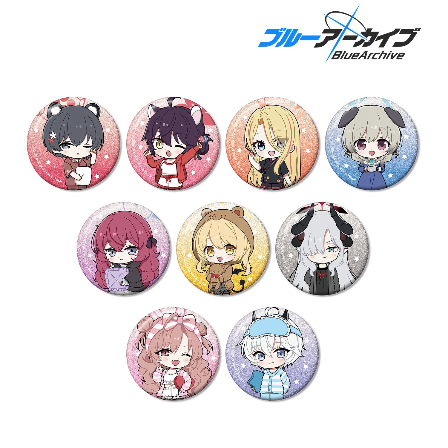 ブルーアーカイブ_トレーディング ちびキャラ グリッター缶バッジ(単位/コンプリートBOX/9パック入り)