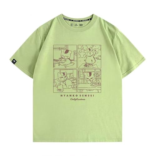 [CCOSPEN] 夏目友人帳 グッズ Tシャツ 夏服 半袖 スポーツ＆アウトドア ニャンコ先生 斑 メンズ 大きいサイズ コスプレ衣装 速乾性 快適な軽い ビッグシルエット オーバーサイズ 柔らかい 耐久性 通気性 (XL,4) [並行輸入品]