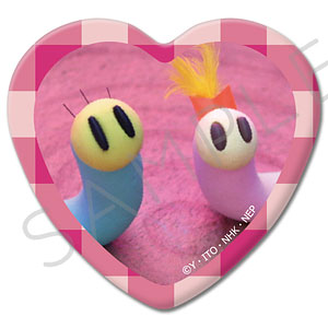 「ニャッキ！」 ハート型缶バッジ デザインC