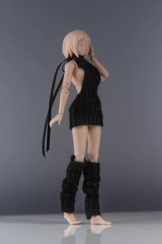 HAMRETHYPPZ 可愛いセット、男性女性の服装1/12、 カジュアルセット、 サイズ 1/12スケール スケールフに服を着せる 冬のセータースーツ、ストッキング、セクシー胸出し服、背中出しスーツ(ヘッド、素体は含まりません) (黒)