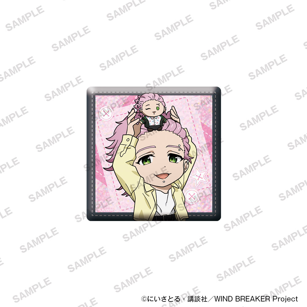 WIND BREAKER_ホログラムスクエア缶バッジ ぬいぐるみといっしょver. 桐生三輝