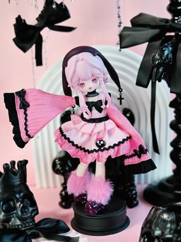 万物初醒 BJDブラインドドール シリーズ 高約18cm PVC&ABS素材 1/8 BJDスペシャルボディ 女の子のギフト 関節可動フィギュア 塗装済み プレゼントハンドモデルの装飾品(Dark Pink)