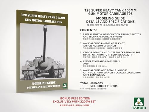 タコム 1/35 T28 ボックス (T28 超重戦車・M28A1/A2 超重突撃戦車・モデリングガイドブック) プラモデル TKO2209W (戦車)