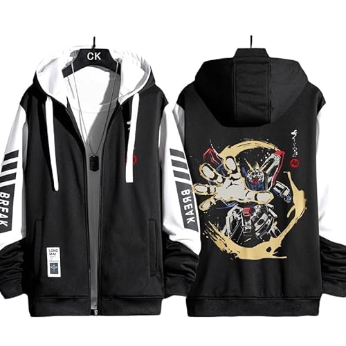 パーカー 機動戦士ガンダム 長袖 フード付き服 ジャケット コート コスプレ衣装 薄手/厚手 ガンダムグッズ 運動パーカー ジッパー付き 柔らかい グッズ ギフト トップス シンプル 男女兼用 誕生日 プレゼント (4XL/薄手,2) [並行輸入品]