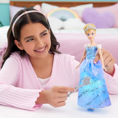 マテル ディズニープリンセス(Disney Princess) まほうのつえをふって!きらめき シンデレラ きせかえ人形・ハウス ままごと・ごっこ遊び 3歳から ブルー JBF94