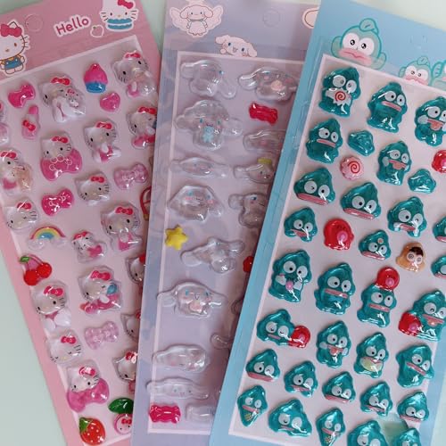 3dシール 可愛いシール クロミ 6枚セット 携帯電話飾り用 DIY用 手帳用 貼り付け可能 手芸用品大容量 スマホケース 手帳 diy 贈り物ごほうび (E)