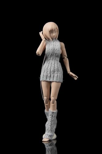 HAMRETHYPPZ 可愛いセット、男性女性の服装1/12、 カジュアルセット、 サイズ 1/12スケール スケールフに服を着せる 冬のセータースーツ、ストッキング、セクシー胸出し服、背中出しスーツ(ヘッド、素体は含まりません) (薄灰色)