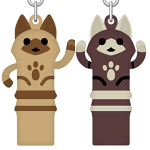 モンスターハンターワイルズ ラバーキーホルダー 背伸びしろねこハニワ/背伸びくろねこハニワ セット