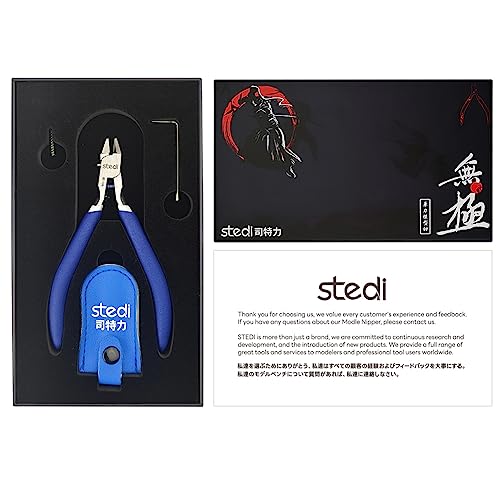 stedi 超極薄刃 ニッパー 薄刃 片刃 工具 鋭い薄い刃で刃の保護カバー付きのプラスチックモデル専用ツールです。ガンダム等のプラモデルの組み立てや修理専用のプラモデル専用ツールです。青