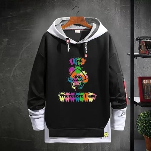 [HIUU] スプラトゥーン3 パーカー 長袖 フード付き メンズ/レディース 流行 防寒 保温 応援服 トレーナー スウェット 通気性 柔らかい 春秋用 男女 個性的 秋冬服 日常服 プルオーバー ファッション ゆったり 2022新モデル イベンド 誕生日 プレゼント (O,2XL)