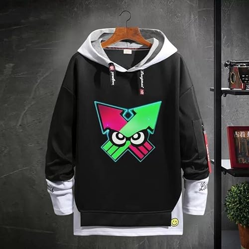 スプラトゥーン3 パーカー 長袖 フード付き メンズ/レディース 流行 防寒 保温 応援服 トレーナー スウェット 通気性 柔らかい 春秋用 男女 個性的 秋冬服 日常服 プルオーバー ファッション ゆったり 2022新モデル イベンド 誕生日 プレゼント (K,XL)