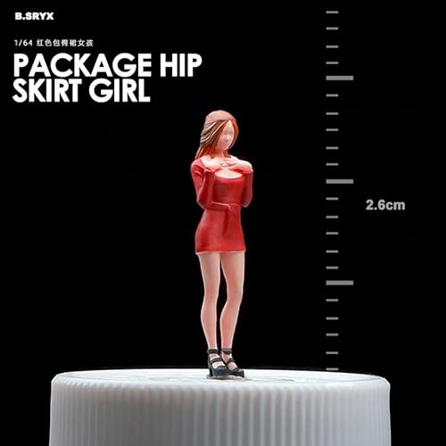 【今はな野堂】1/64スケール シティガール ミニチュアフィギュア ジオラマ用 コレクション 少女モデル トミカサイズ対応 ディスプレイケース付き (⑧packege hip skirt girl)
