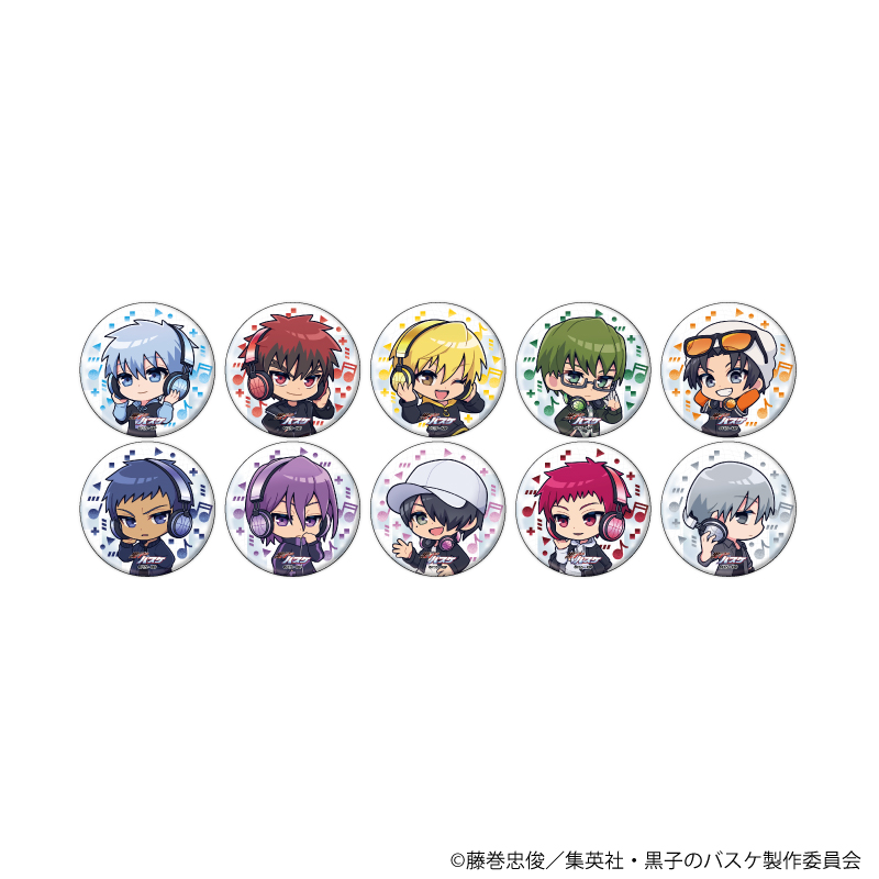 黒子のバスケ_缶バッジ38/ヘッドフォンver. コンプリートセット(全10種)(ミニキャライラスト)【コンプリートセット/10個入り】