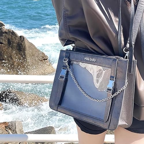 [ジートリガー] 【FUYUUNEKO】キラキラフェイクレザー 痛バッグ Milk Dolly ブラック クリア グッズ 推し活バッグ 鞄 ギフト プレゼント レディース ショルダーバッグ [並行輸入品]