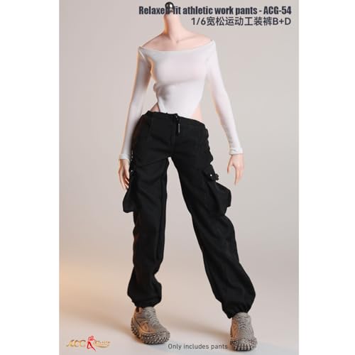 HiPlay JIAOUDOLL 1/6 ルーズスポーツカーゴパンツ ACG-54B ブラック 女性 フィギュア用 服 洋服 セット