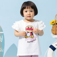 袖フリルシェル柄アップリケTシャツ