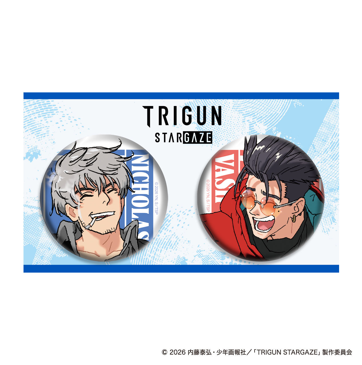 TRIGUN STARGAZE_缶バッジセット／ヴァッシュ＆ニコラス 完結記念ver.