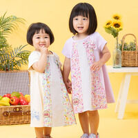 パッチワーク切替ワンピース