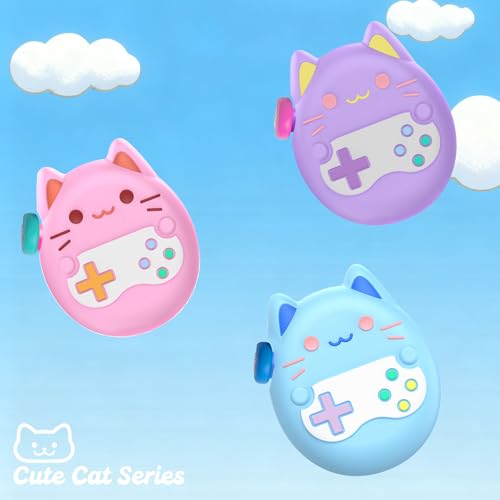 For Tamagotchi Paradise(たまごっちパラダイス) 専用ケース【Srelirly】3倍高反発 保護カバー 耐衝撃 落下防止 防塵防汚 防水 指紋防止 食品級安全 可愛い猫型 全面保護ケース 紛失防止ストラップ付き (ピンク PINK/ダイヤルカバー)