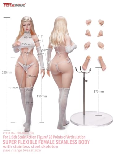 【Tbmodel 】TBLeague 1/6 アクションフィギュア 超柔軟性シームレス 可動胸素体 植毛まつげヘッドセット アクションフィギュア 普肌 (SR-BD02H)