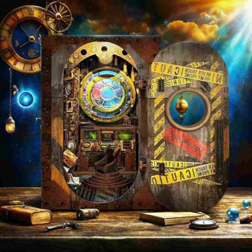 FSEARRT 立体パズル ミニチュアハウスキット ブックエンド 本立て 本棚装飾 手作りキット 組み立て 木製パズル ウッドクラフト イラスト (海底1万里)