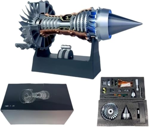 GERRBGターボファンエンジンモデルキット、走行する航空機ターボファンエンジンモデルキット、教育組立玩具、28cm機械科学教育組立玩具ディスプレイ 実験用航空機のジェットエンジンが始動可能 (未組立,ブルーテールフレイム) (A,A)