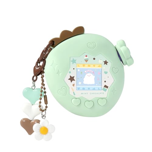 BUBBLELOGUS たまごっちパラダイス ケース（Tamagotchi Paradise 用) シリコーン保護カバー ズームダイヤルカバ一＆チャーム＆ステッカー付き かわいい 柔らかい 子供向き 落下防止 キズ防止 完全な保護 防塵 いちごランド (ミントブルー)