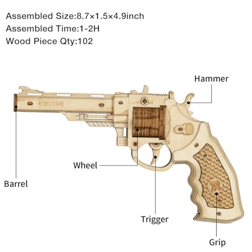Robotime DIY木製3Dパズル 立体パズル パズル手作り 木製 クラフト キット おもちゃ人気 組み立て簡単 初心者に向け プレゼント 新年プレゼント 子供 プレゼント 玩具 (銃)