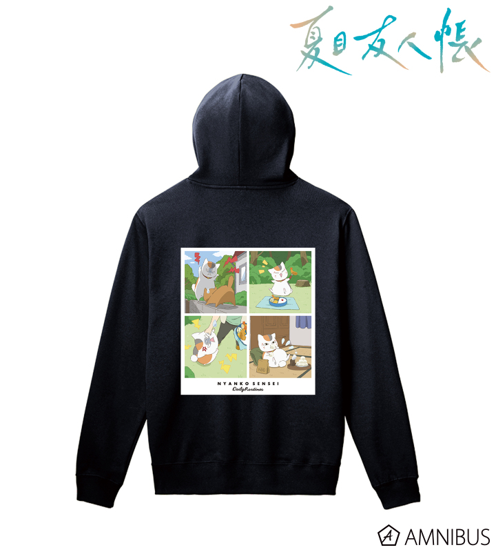 描き下ろし 12時から15時のニャンコ先生 ニャンコ先生の1日ver. バックプリントパーカー/レディース