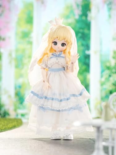子犬のカラフルなワードローブ BJDブラインドドール シリーズ 高約16cm PVC&ABS素材 1/12 BJDスペシャルボディ 女の子のギフト 関節可動フィギュア 塗装済み プレゼントハンドモデルの装飾品(White)