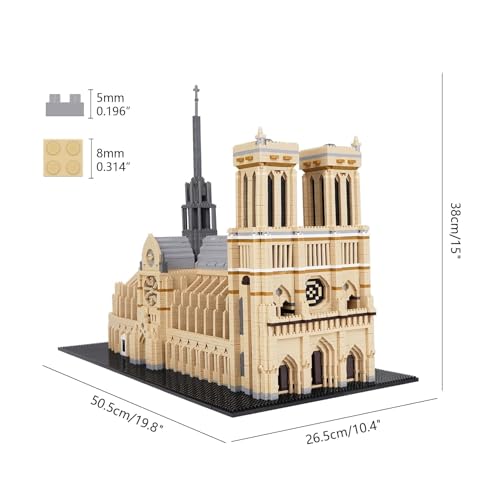 LULUFUN ノートルダム大聖堂 ミニブロック 建物 おもちゃ mini 立体パズル お城 アーキテクチャー Notre Dame de Paris 組立キット 模型 大人 祝い 新年 ギフト 誕生日 クリスマス プレゼント 贈り物（7380PCS)
