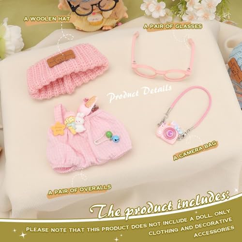 Ruokey ぬいぐるみ服 服のみ 15cm 17cm ぬいぐるみ 人形の服 ドール服 ぬいぐるみ着せ替え かわいい コスチューム ドレスアップ DIY アクセサリー 人形スーツ ジャンプスーツ 写真小道 ドール世代別服 着せ替え DIY 15cm/17cm Labubu 用 ラブブ 用 (グリーンアイスクリーム 4 点セット)