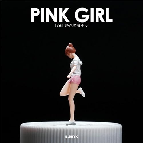 【今はな野堂】1/64スケール シティガール ミニチュアフィギュア ジオラマ用 コレクション 少女モデル トミカサイズ対応 ディスプレイケース付き (Pink girl)