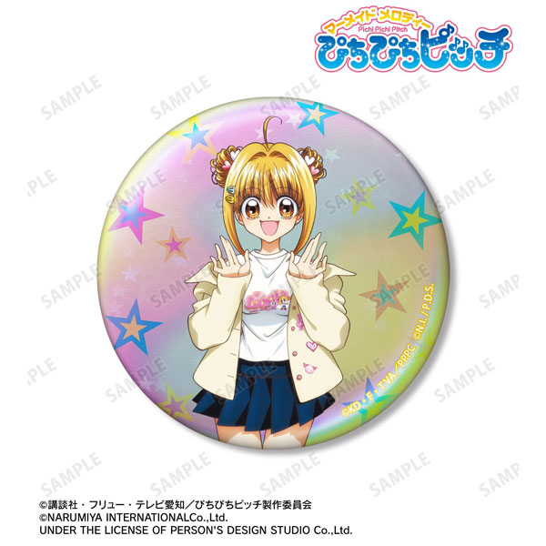 アニメ「ぴちぴちピッチ」 ANGEL BLUEコラボ 描き下ろし 七海るちあ 75mmオーロラ缶バッジ ver.B