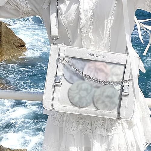 [ジートリガー] 【FUYUUNEKO】キラキラフェイクレザー 痛バッグ Milk Dolly ショルダーバッグ ブラック クリア グッズ 推し活バッグ 鞄 ギフト プレゼント レディース [並行輸入品]
