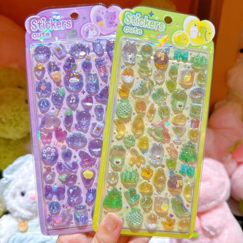 3dシール 可愛いシール 4枚セットウサギ・クマ・海の魚・恐竜 携帯電話飾り用 DIY用 手帳用 貼り付け可能 手芸用品大容量 スマホケース 手帳 diy 贈り物ごほうび (S3)