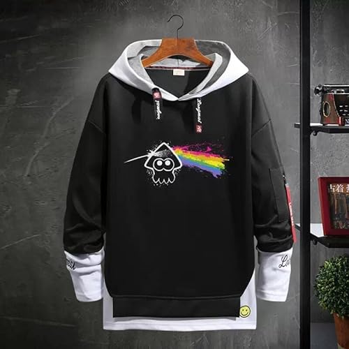 [HIUU] スプラトゥーン3 パーカー 長袖 フード付き メンズ/レディース 流行 防寒 保温 応援服 トレーナー スウェット 通気性 柔らかい 春秋用 男女 個性的 秋冬服 日常服 プルオーバー ファッション ゆったり 2022新モデル イベンド 誕生日 プレゼント (M,M)