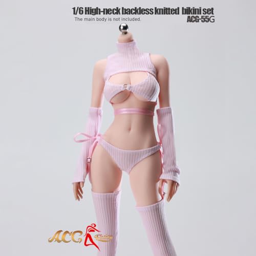 HiPlay JIAOUDOLL 1/6 タートルネック オープンバック ニット ピュアセクシー オタクキラー ビキニ ACG-55G ピンク 女性 フィギュア用 服 洋服 セット