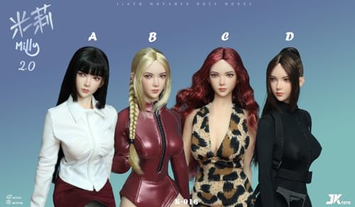 【JEEASS】JKTOYS1/6 フィギュア 女優 女性 Milly2.0 可動目ヘッド アクセサリー 交換用 植毛タイプ ヘッド アクション アンチ K-016 (D)