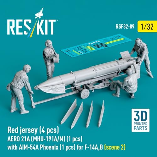 レスキット 1/32 現用アメリカ 海軍 兵器係 (4体) w/AERO 21A & AIM-54A シーン2 レジンキット RSKF32-0089