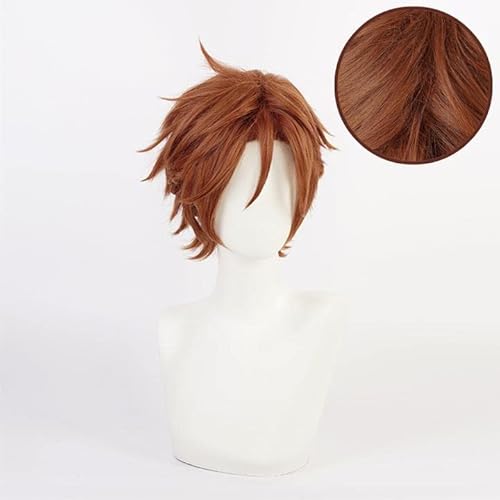 LVMEY ゲーム キャラクター コスプレ ウィッグ ライトブラウン ショート 変装用 耐熱ウィッグ カツラ かつら コスチューム 仮装 コミケイベント ハロウィン クリスマス 文化祭 お祭り 学園祭 ウィッグネット付き
