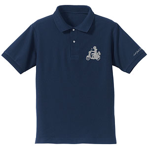 『ゆるキャン△ SEASON3』 バイク志摩リン ワンポイント刺繍ポロシャツ/INDIGO-L